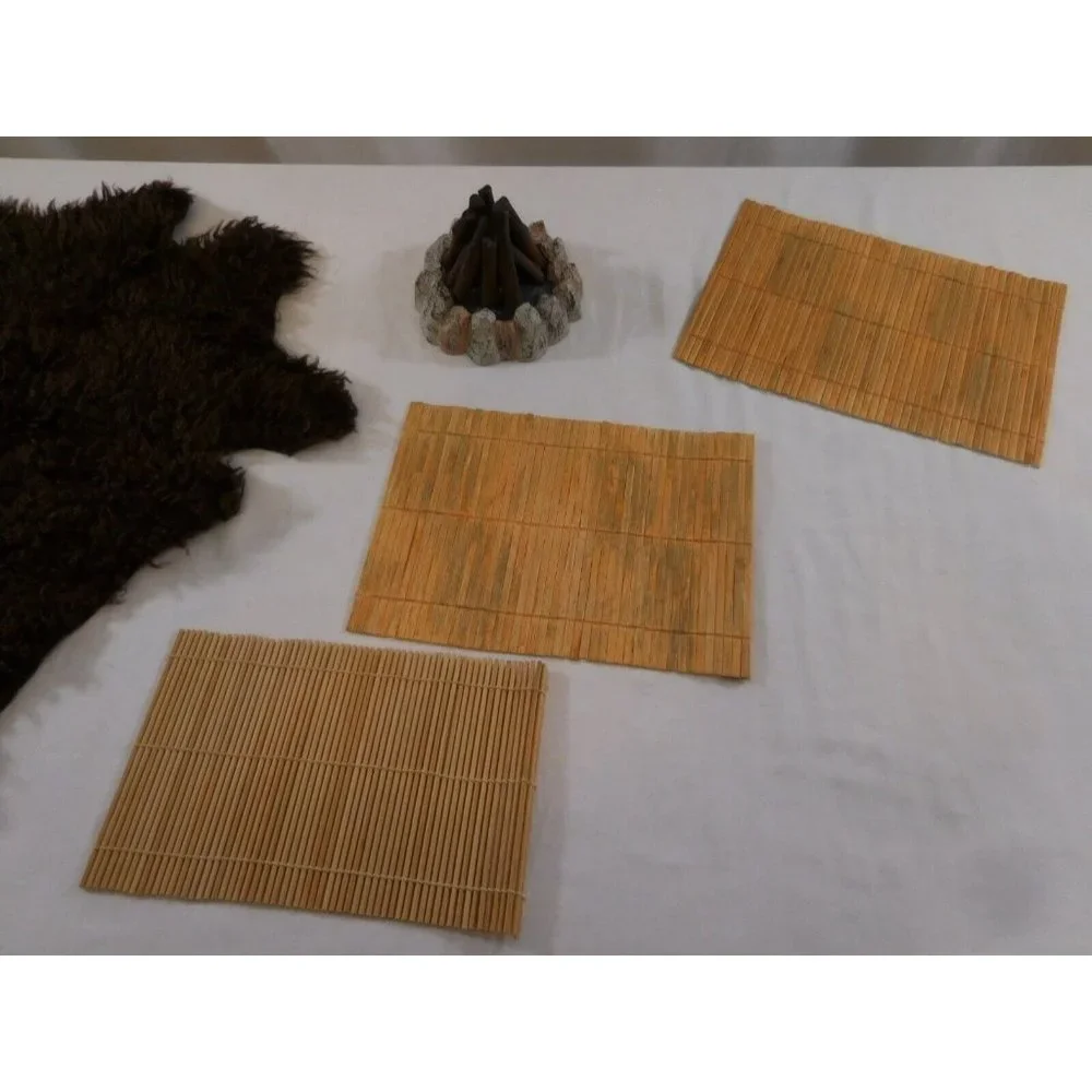 American Girl Doll Kaya Replacement Tule + Brown Faux Fur Blanket +  Wood Fire P